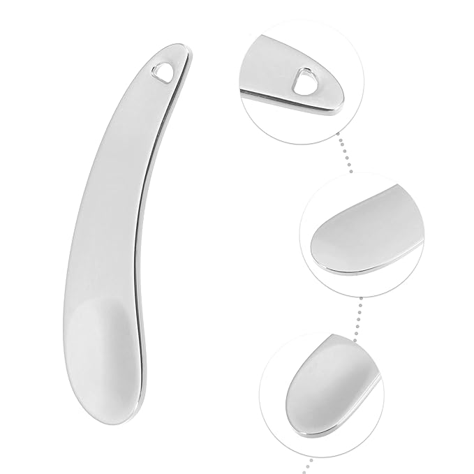 VOCOSTE 4 Pcs Makeup Spatula Mini Spoon, Eye Cream Massage Sticks Beauty Scoop, for Facial Cosmetic Face Cream, Zinc Alloy Moon Shape 2.13"x0.51", Silver Tone-VivaGrace Women