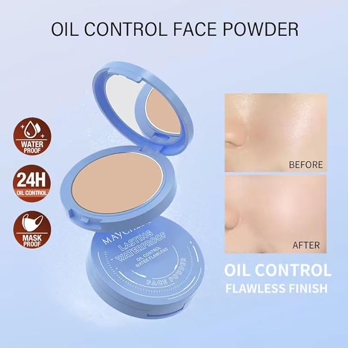 Oil Control Face Pressed Powder, Matte and Smooth Translucent Powder Setting Powder Makeup, Waterproof Long Lasting Finishing Face Powder, Cruelty-free, 0.35Oz (02 Natural)-VivaGrace Women