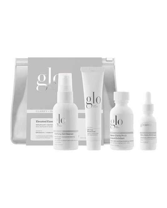 Glo Skin Beauty Clarify + Balance Skincare Set for Breakout Prone Skin - Mini Purifying Gel Cleanser, Mini Oil Free Moisturizer, Mini Beta-Clarity BHA Drops, Mini Beta-Clarity Pro 5 Liquid Exfoliant-VivaGrace Women