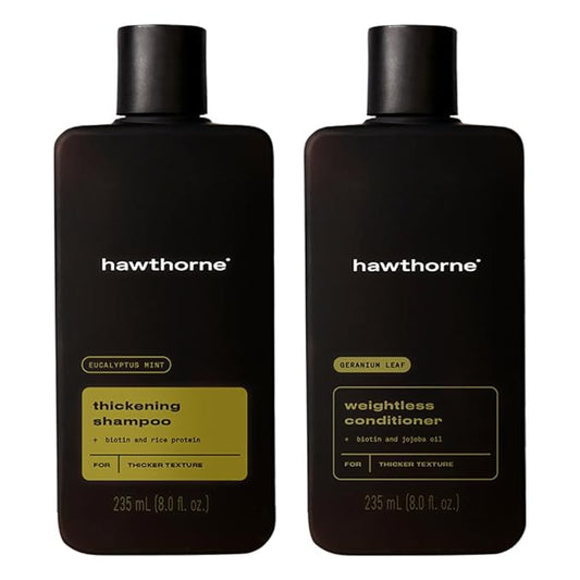 Hawthorne Men's Thickening Shampoo and Conditioner Hair Set. Includes Thickening Shampoo and Weightless Conditioner. Sulfate Free, Paraben Free. 8 Fl Oz Each.-VivaGrace Women