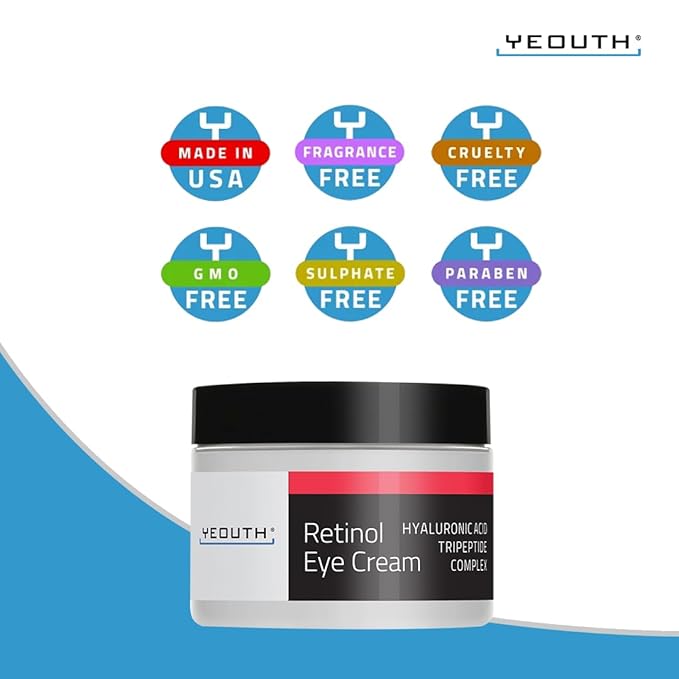 YEOUTH Retinol Eye Cream with Hyaluronic Acid, Hydrating Under Eye Cream for a Refreshed Appearance, Retinol Cream for Face, Eye Care 2oz-VivaGrace Women