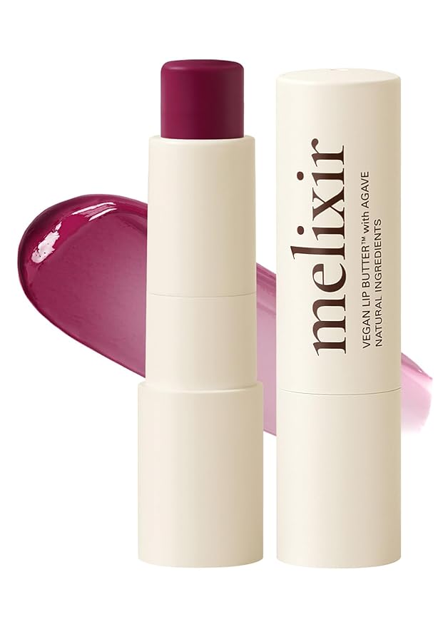 Melixir Vegan Lip Butter #16 Wine Stain (+11 more colors), Hydrating Tinted Lip Balm Stick, Bee-Free, Petrolatum-Free, Plant-Based, Moisturizes Dry Chapped Lips With Shea Butter, Sheer Natural Finish-VivaGrace Women