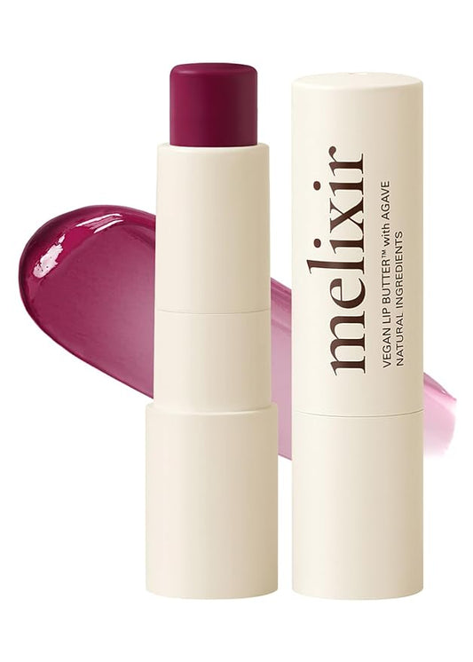 Melixir Vegan Lip Butter #16 Wine Stain (+11 more colors), Hydrating Tinted Lip Balm Stick, Bee-Free, Petrolatum-Free, Plant-Based, Moisturizes Dry Chapped Lips With Shea Butter, Sheer Natural Finish-VivaGrace Women