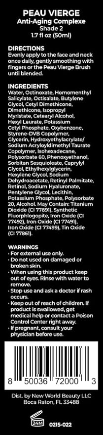 MĒTIER® Peau Vierge Complexe, Hydrating Tinted Moisturizer, Retinol, Hyaluronic Acid, 1.7 fl oz (Shade 2 - light/medium)-VivaGrace Women