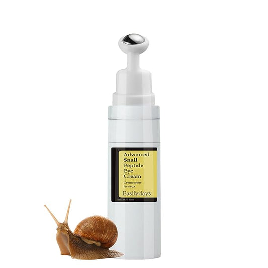 Snail Peptide Advanced Under Eye Cream for Dark Circles, with 360° Massage Ball Reduces Wrinkles &Fine Lines, Eye Essence Roll-On, Firms, Moisturizes, and Tightens Puffy Eyes for Men&Women-VivaGrace Women