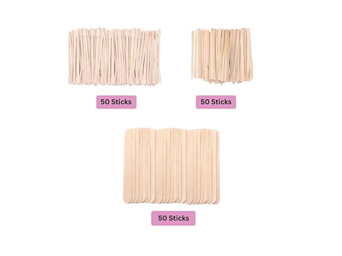 Mibly 3 Style 150 Pcs Assorted Wooden Wax Sticks for Body Legs Face and Small Medium Large Sizes Eyebrow Waxing Applicator Spatulas for Hair Removal or Wood Craft Sticks-VivaGrace Women