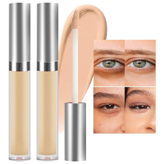 Kaely 2Pcs Hydrating Concealer Wand,Full Coverage Liquid under Eye Concealer,Long Lasting Waterproof Primer Makeup for Dark Circles and Puffiness Trouble Spots Redness,Eye Ring corrector de ojeras 06-VivaGrace Women