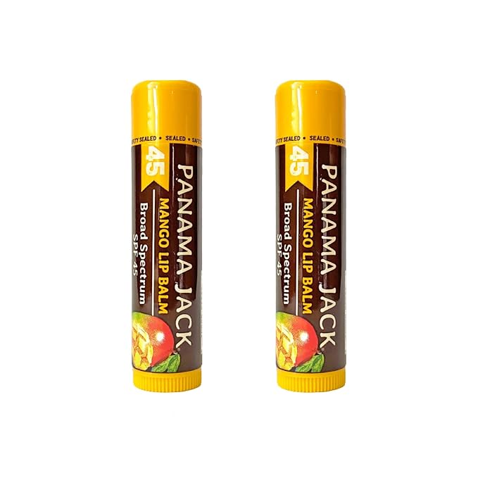Panama Jack Sunscreen Lip Balm - SPF 45, Broad Spectrum UVA-UVB Sunscreen Protection, Prevents & Soothes Dry, Chapped Lips, Mango, 2-pack-VivaGrace Women