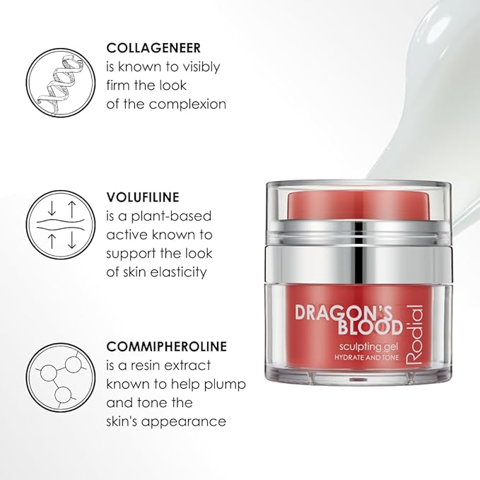 Rodial Dragon's Blood Sculpting Gel 0.3 fl oz - Rejuvenating, Ultra-Hydrating Face Cream - Refreshing Gel/Cream Formula - Triple Action Collagen Formula for a Firmer, Tighter and Smoother Skin Look-VivaGrace Women