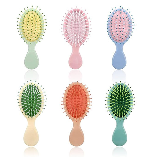6 Pieces Mini Wet Hair Brush, Travel Detangling Brush, for Most Hair Types, with Ease Knots Without Tears or Breakage, Multicolor-VivaGrace Women