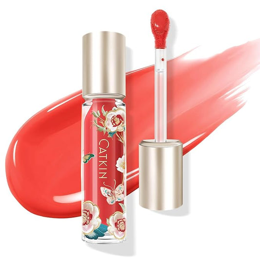 Catkin Lip Plumper Gloss, Tinted Lip Serum with Hyaluronic Acid & Jojoba Oil, Non-sticky Volumizing Hydrating Formula for a High Shine Maximum 3D Look, Plump & Soft Lips 0.12 Fl Oz - C09 Cherry Ruby-VivaGrace Women