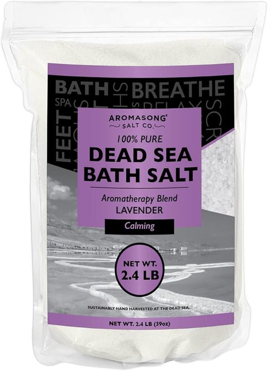 Aromasong Pure Dead Sea Salt for Soaking with 100% Natural Lavender, 2.43 LB - Spa Bath Salt Fine Grain - Body Wash Scrub - Soak for Women & Men- Bulk Resealable Pack-VivaGrace Women