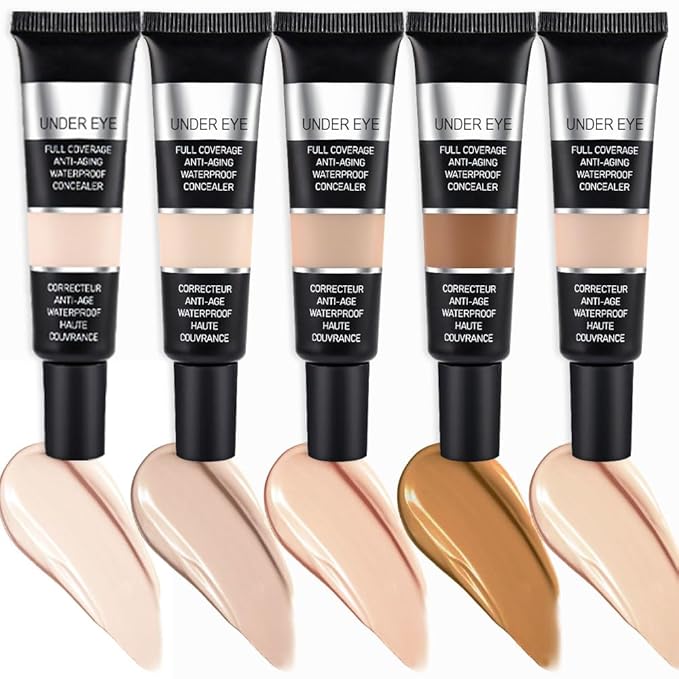Pro Under Eye Full Coverage Liquid Concealer to Cover Dark Circles, Scars, Redness, Spots, Fine Lines, Corrector Anti-Aging Natural Finish, Moistening Smooth Cream, Waterproof 0.4 fl oz - Medium#-VivaGrace Women