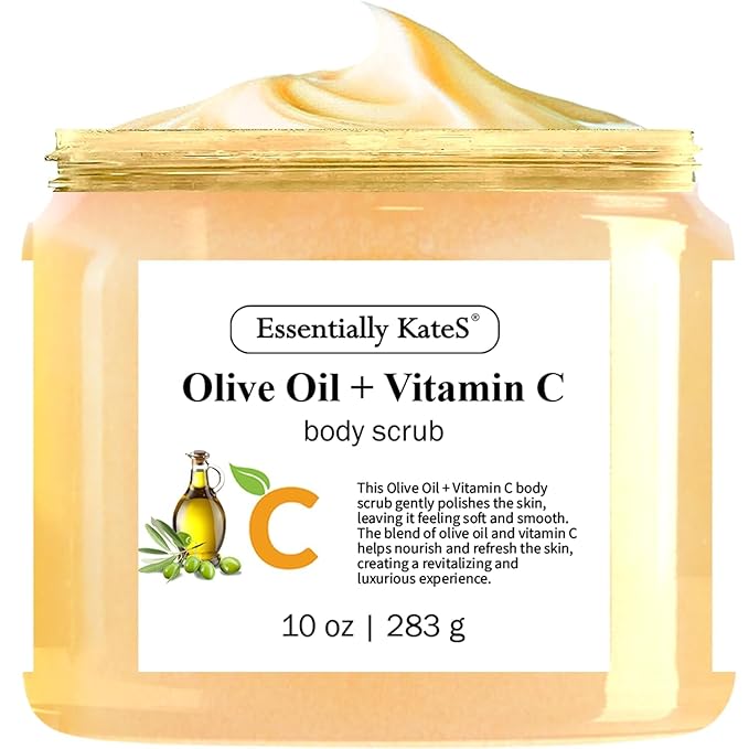 Olive Oil + Vitamin C Body Scrub 10 oz - A long lasting hydration while improving its texture - The best stocking stuffer-VivaGrace Women