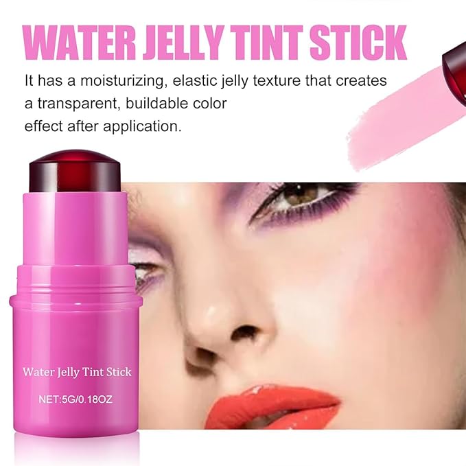 Milk Cooling Water Jelly Tint Blush Stick Face Makeup, Sheer Lip & Cheek Stain, Buildable Watercolor Finish,Vegan, Cruelty Free - 0.18 fl oz (BERRY)-VivaGrace Women