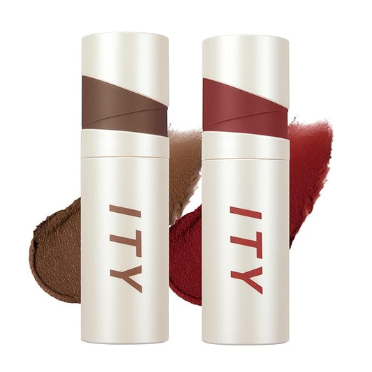 ITY Velvet Matte Finish Lip Stain-Mousse Textured Lip Clay, Red Shade, Conceals Lip Lines, Rich Pigment Lip Tint Lipsticks, 0.14 oz (4g) in Earthy, Ruby.-VivaGrace Women