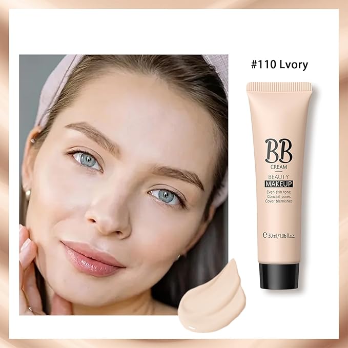 KWOLYKIM 2PCS Hydrating Makeup BB Cream, Tinted Moisturizer Face Makeup BB Cream Foundation Waterproof Concealer Clean Brighten Color Correcting Cream Nude Makeup Long Lasting for All Skin(Ivory)-VivaGrace Women