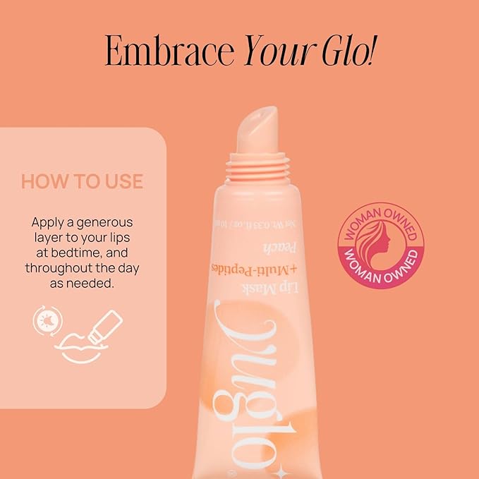YUGLO Lip Sleeping Mask with Multi-Peptides | Peach Flavor | Hydrating & Plumping Lip Treatment for Dry, Chapped Lips | Nourishes & Moisturizes | Overnight Lip Repair-VivaGrace Women