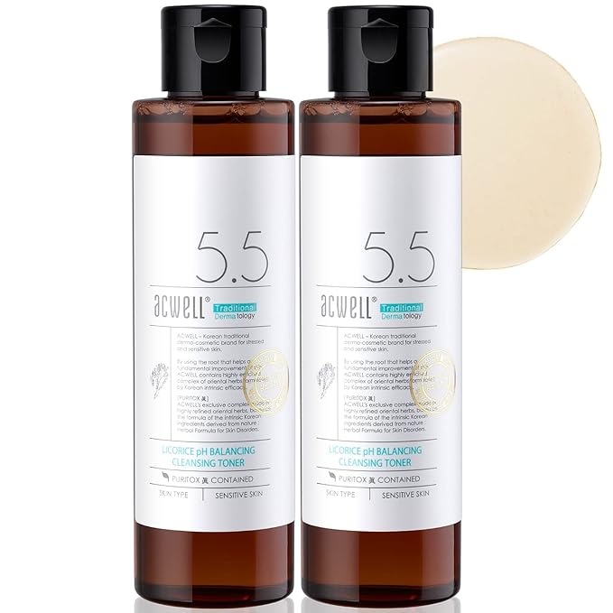 ACWELL Licorice pH Balancing Korean Toner for Cleansing - Alcohol-Free PH5.5 Hydrating Facial Astringent -Skin Clarifying & Hydration Boosting Toner, 5.1 fl.oz. 2 Pack-VivaGrace Women