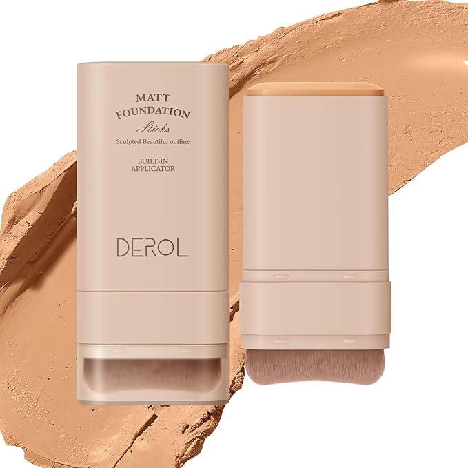 Multi-Use Foundation Stick Makeup with Brush,High Coverage Blendable Lightweight Contour Stick,Waterproof Flawless Natural Finish Creamy Foundation Makeup,Longwear Face Makeup Stick(#4)-VivaGrace Women