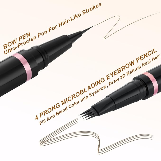 Eyebrow Pencil Makeup Kit, with Waterproof 2-IN-1 Microblading Eyebrow Pen, Eyebrow Pomade, Eyeliner and Dual-ended Eyebrow Brush, Brow Pencil Kit for Natural Eyebrows - Taupe-VivaGrace Women