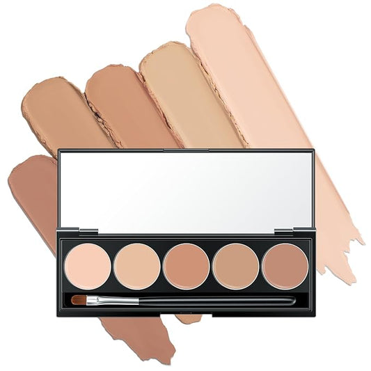 5 In 1 Multi-Use Correcting Concealer Palette,Waterproof Long Lasting Contour Palette,Professional Creamy Concealer Kit for Women,Easy to Create Full Coverage and Natural Finish.#2-VivaGrace Women