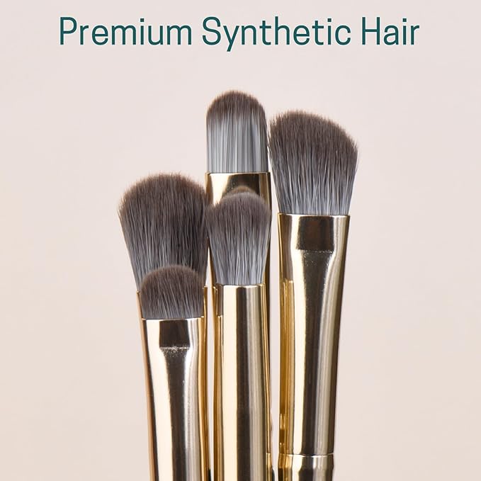 Eyeshadow Makeup Brushes Set with Case 5 PCS Soft Synthetic Hairs Eye Makeup Brushes for Blending Eyebrow Eyeliner Eyeshadow （Green）-VivaGrace Women