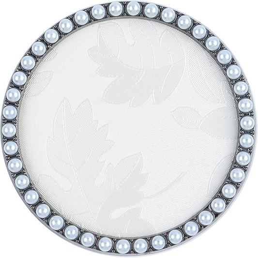 1 Pc Resin Nail Art Palette Nail Art Display Holder Round Inlay Rhinestone Makeup Palette Nail Painting Palette Gel Polish Colors Mixing Pallet (White)-VivaGrace Women