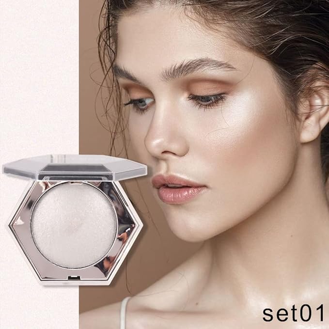 evpct Pearl White Silver Face Highlighter Makeup Shimmer Glitter Diamond Sparkly Highlighters Makeup Palette Powder for Face Body Cheek Pale Skin-VivaGrace Women