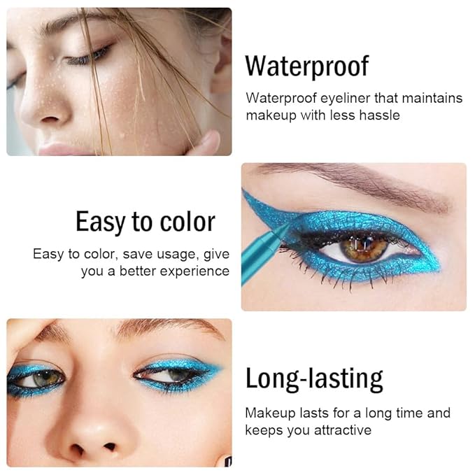 evpct Sky Blue Gel Eyeliner Pencil for Women Waterline Waterproof Smudge Proof Eye Makeup Liners, Blue Mascara Eye Liner Gel Liner Eyeliner with Sharpener delineador de ojos contra el agua 09