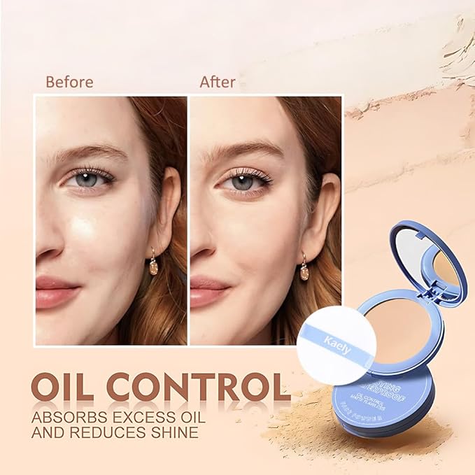 evpct Kaely Oil Control Pressed Face Powder, Get Smooth Flawless Fine Lines and Lightweight Finishing Foundation, Control Shine Long Lasting Waterproof Face Setting Powder Cosmetic, 06 Vanilla-VivaGrace Women