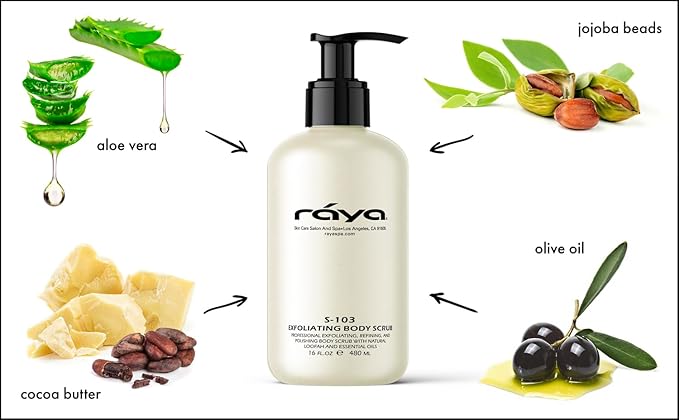 RAYA Exfoliating Body Scrub 16 oz (S-103) | Exfoliating, Refining, and Polishing Body Scrub | Made with Natural Loofah and Essential Oils | Relieves Ingrown Hairs-VivaGrace Women