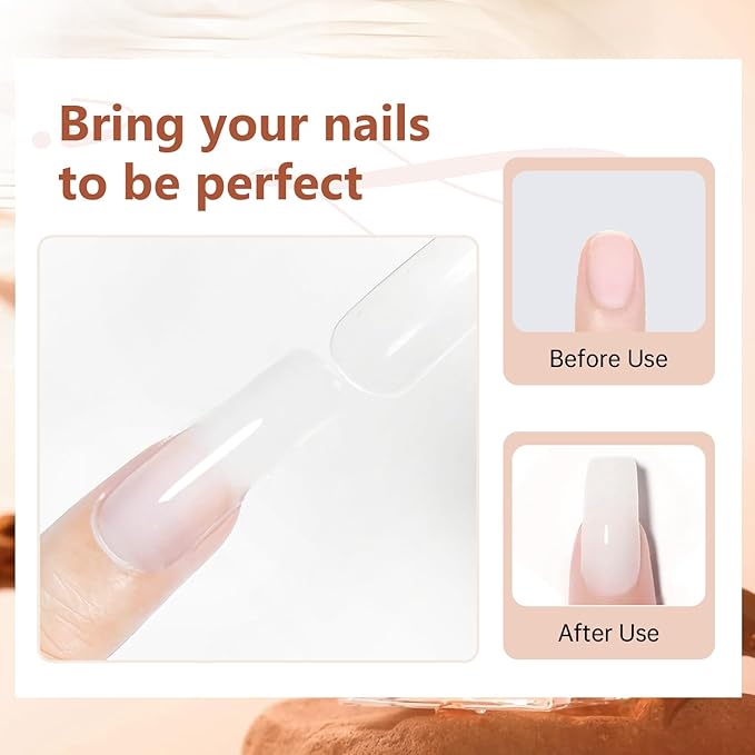 JEWHITENY Poly Extension Gel Nail Set Clear White Pink Poly Nail Gel With Slip Solution Base Coat Top Coat French Manicure for Finger Art and Home DIY Need U V Lamp Curing-VivaGrace Women