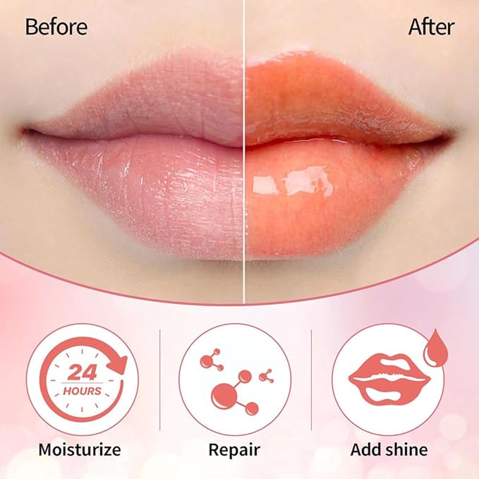 Hydrating Lip Glow Oil, Moisturizing Lip Glow Oil, Nourishing Glossy Transparent Lip Oil, Plumping Lip Oil, Lip Balm, Non-sticky Tinted Toot Lip Balm for Lip Care (CORAL) 0.2 OZ-VivaGrace Women