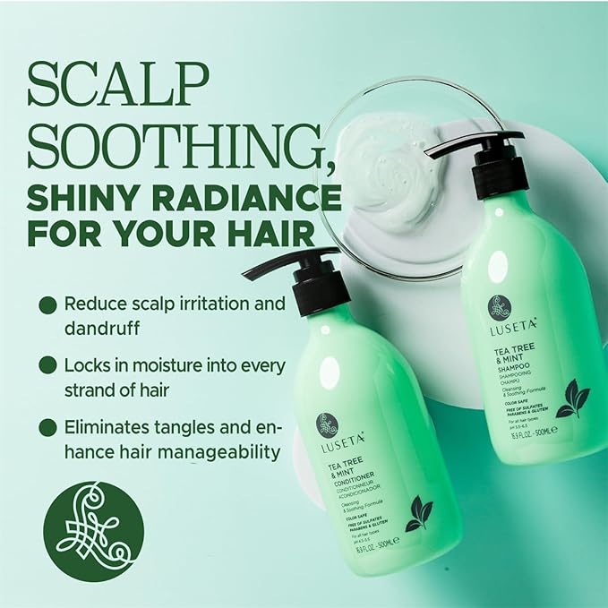 Luseta Tea Tree Mint Shampoo and Conditioner for Hair with Lavender, Tea Tree and Peppermint Oil Clarifying Shampoo and Conditioner, Sooth the scalp Fight Dandruff and Itchy for Women and Men-VivaGrace Women