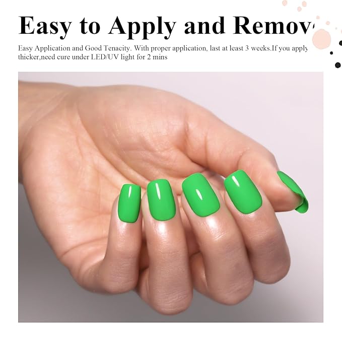 Imtiti Gel Nail Polish, 1Pcs 15ml Neon Green Color Gel Polish Soak Off LED Nail Polish Gel Nail Art Design Manicure Salon DIY at Home Holiday Gift
