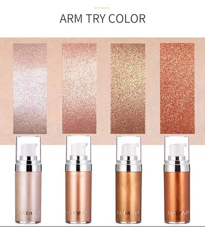 Body Face Luminizer Highlighter Cream Spray Liquid Bronzer Illuminator Glow Glistening Makeup Foundation (#4 Golden Brown)-VivaGrace Women