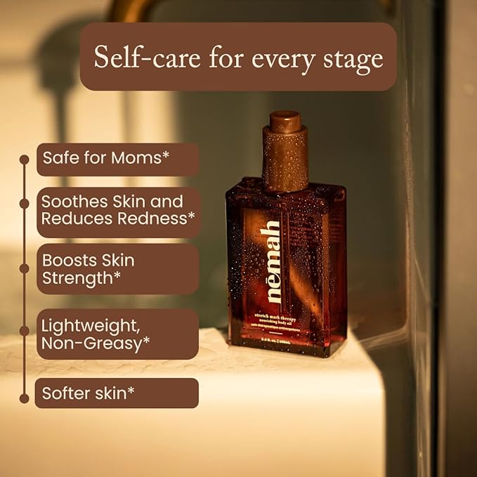Nemah - Nourishing Belly Oil for Pregnant Women - Hydrating Stretch Mark Oil with Jojoba and Coconut Oil - Vegan & Cruelty-Free - 3.4 fl. oz.-VivaGrace Women
