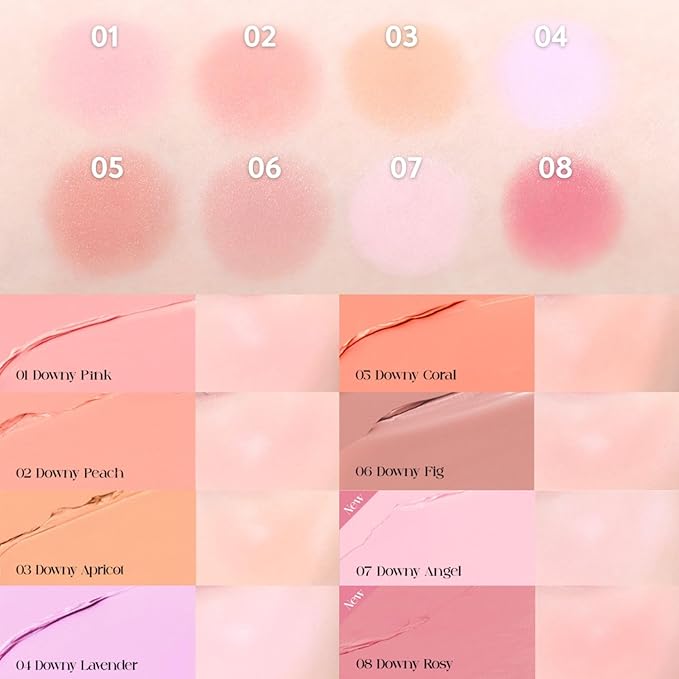 BBIA Ready To Wear Downy Cheek Cream Blush 8 Color - Creamy Blendable & Buildable Blush Dewy Texture & Matte Finish High Pigment Longlasting Lightweight Natural Face Makeup, 0.12oz (08 DOWNY ROSY)-VivaGrace Women