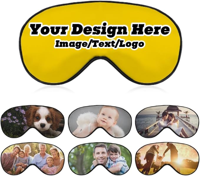 Custom Eye Mask Design Your Own Personalized Eye Shade Add Your Image Text Logo Light and Easy to Carry Effective Shadin Adjustable, Gold, 8.1"x4.1"-VivaGrace Women