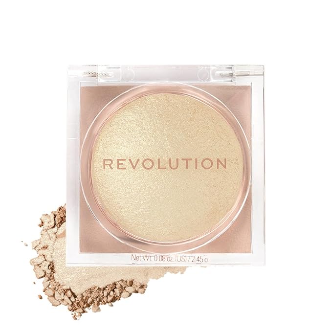 Makeup Revolution Beam Bright Highlighter, All Over Face Glow, Powder To Liquid Formula, 5 Different Shades, Golden Gal-VivaGrace Women