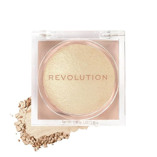 Makeup Revolution Beam Bright Highlighter, All Over Face Glow, Powder To Liquid Formula, 5 Different Shades, Golden Gal-VivaGrace Women