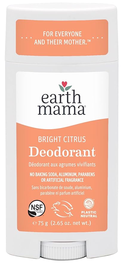 Earth Mama Bright Citrus Deodorant | Safe for Sensitive Skin, Pregnancy and Breastfeeding, Contains Organic Grapefruit and Calendula, No Baking Soda or Aluminum, 2.65-Ounce-VivaGrace Women