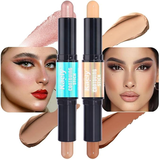 evpct 2in1 Face Shaping & Contouring Stick Cream Contour Concealer Bronzer Stick Makeup Kit for Face Highlighter Makeup Stick contorno maquillaje de maquillaje, NEW Light Medium + ORIGINAL Universal-VivaGrace Women