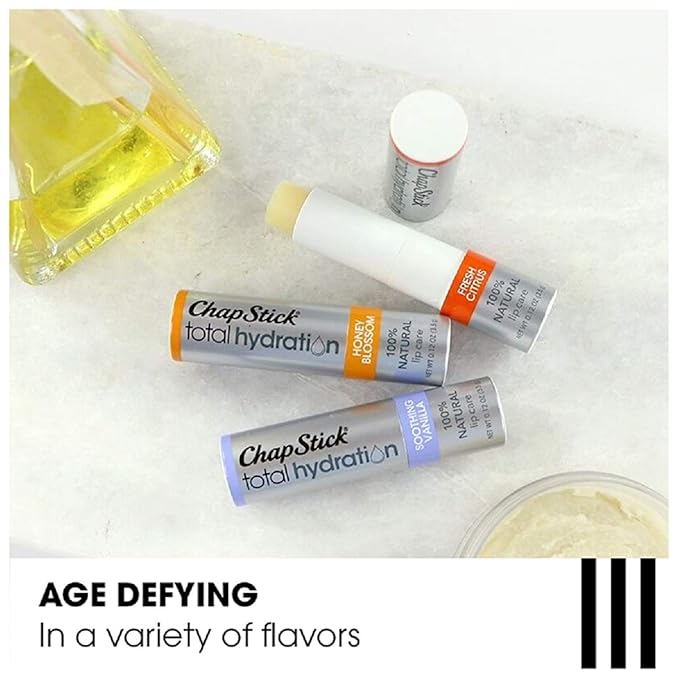 ChapStick Total Hydration Soothing Vanilla Moisturizing Lip Balm Tube, Lip Care with Argan Oil - 0.12 Oz-VivaGrace Women