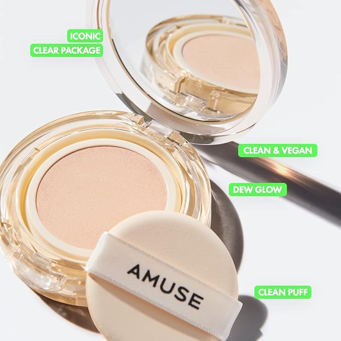 AMUSE Dew Jelly Vegan Cushion Foundation 1.5 CLEAR | dewy, glow, long-lasting, double coverage, clean beauty, lightweight, natural look, foundation for sensitive skin, hydrating cushion-VivaGrace Women