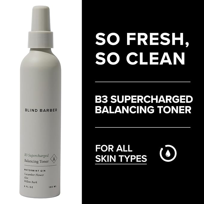 Blind Barber Regimen Skin Care Set - Face Scrub, Under Eye Cream, Supercharged Face Toner, Rice Bran Facial Cleanser & Hydrating Balm - 5 Mens Skin Care Products for Daily Use - (5 Count)-VivaGrace Women