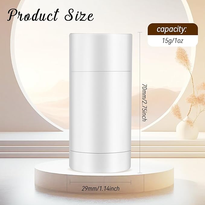 12 Pieces 15g White Plastic Deodorant Containers,Empty 1/2 oz Travel Lip Balm Tubes,Refillable Twist-UP Solid Perfume Tubes,Lipstick Tubes for DIY-VivaGrace Women