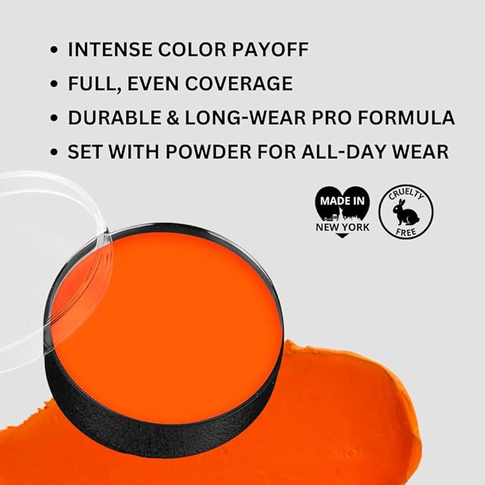 Mehron Makeup Color Cups | Stage, Foundation, Face Paint, Body Paint, Halloween | Face Paint Makeup | Greasepaint .5 oz (14 g) (Orange)-VivaGrace Women