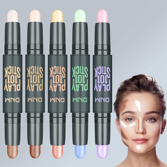 5Pcs Cream Contour Sticks Makeup Kit,Primer Face Makeup Highlighter Stick Contouring Makeup Kit for Beginners,Highlight and Contour Kit,Cream Concealer Makeup Blur Stick-VivaGrace Women